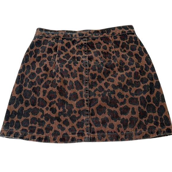 Hayden Los Angeles Animal Print Denim Mini Skirt with Decorative Zipper Small - Picture 2 of 9